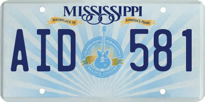 MS license plate AID581
