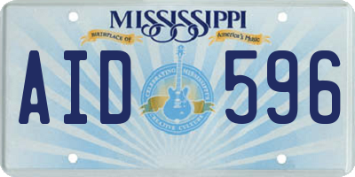 MS license plate AID596