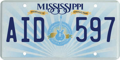 MS license plate AID597
