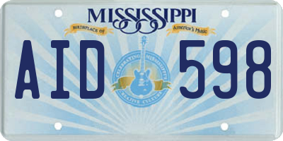 MS license plate AID598