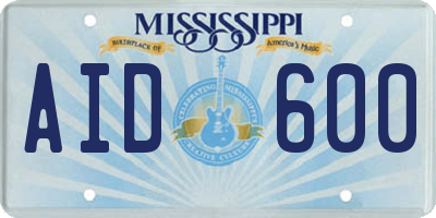 MS license plate AID600