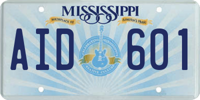 MS license plate AID601