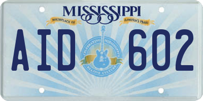 MS license plate AID602