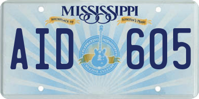 MS license plate AID605