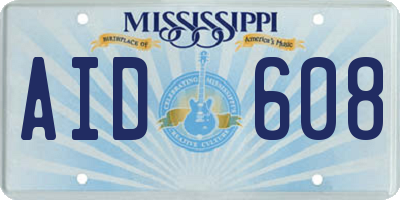 MS license plate AID608
