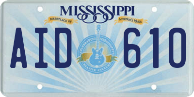 MS license plate AID610