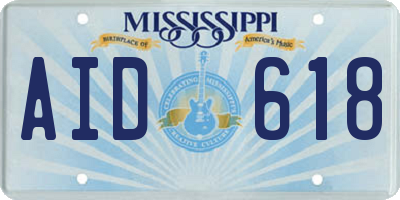 MS license plate AID618