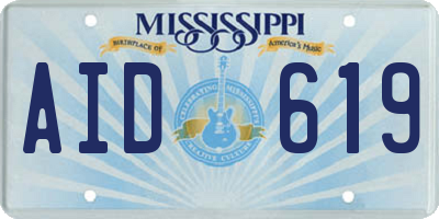 MS license plate AID619