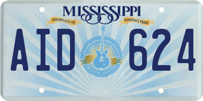 MS license plate AID624