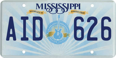 MS license plate AID626
