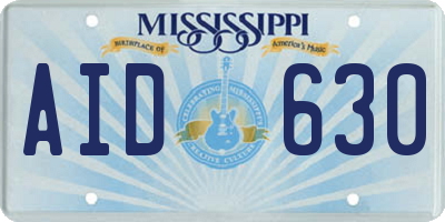 MS license plate AID630