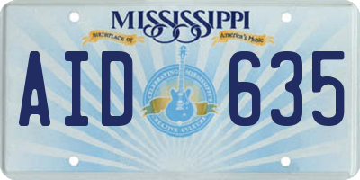 MS license plate AID635