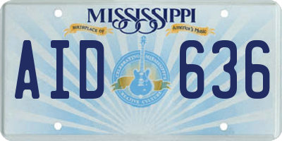 MS license plate AID636
