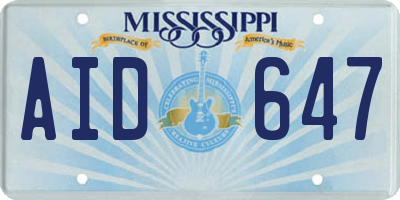 MS license plate AID647