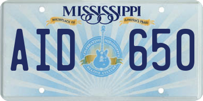 MS license plate AID650