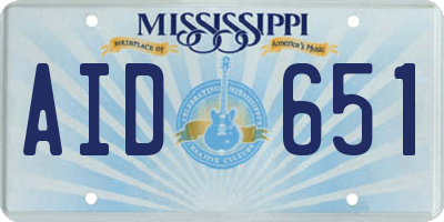 MS license plate AID651