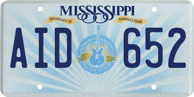 MS license plate AID652