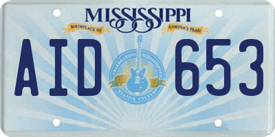 MS license plate AID653