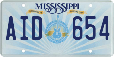 MS license plate AID654