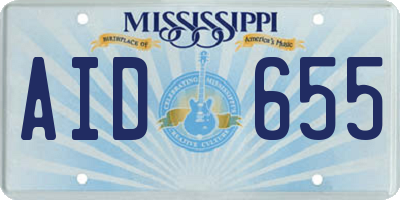 MS license plate AID655