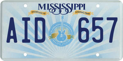 MS license plate AID657