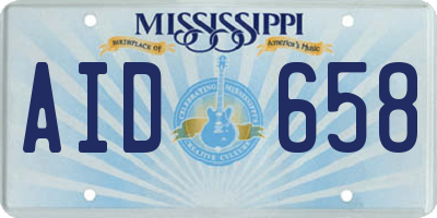 MS license plate AID658