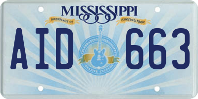 MS license plate AID663