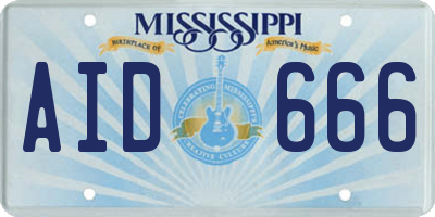 MS license plate AID666