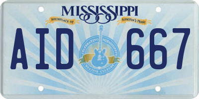 MS license plate AID667