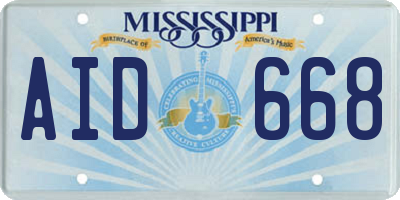 MS license plate AID668