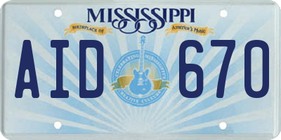 MS license plate AID670