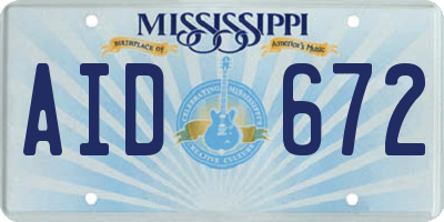 MS license plate AID672