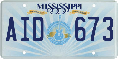 MS license plate AID673
