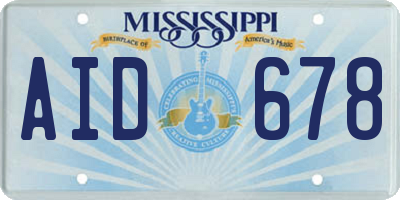MS license plate AID678