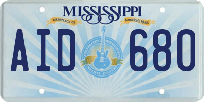 MS license plate AID680