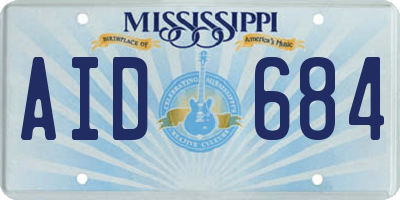 MS license plate AID684