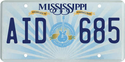 MS license plate AID685