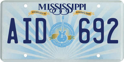MS license plate AID692