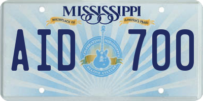 MS license plate AID700