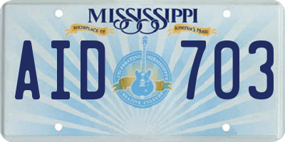 MS license plate AID703