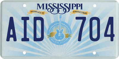 MS license plate AID704