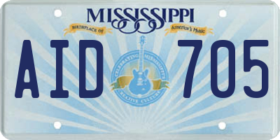 MS license plate AID705