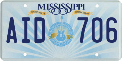 MS license plate AID706