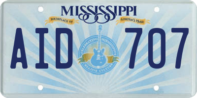MS license plate AID707