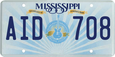 MS license plate AID708