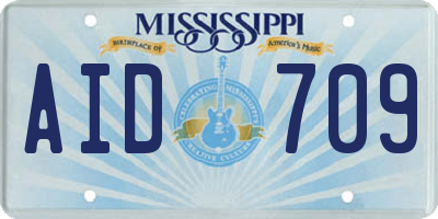 MS license plate AID709
