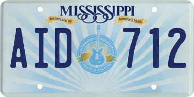 MS license plate AID712