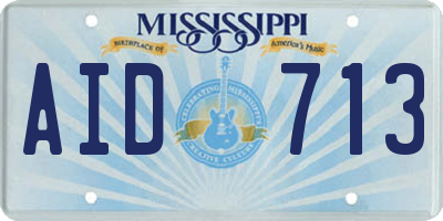 MS license plate AID713