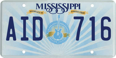 MS license plate AID716