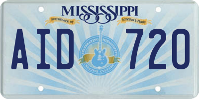 MS license plate AID720